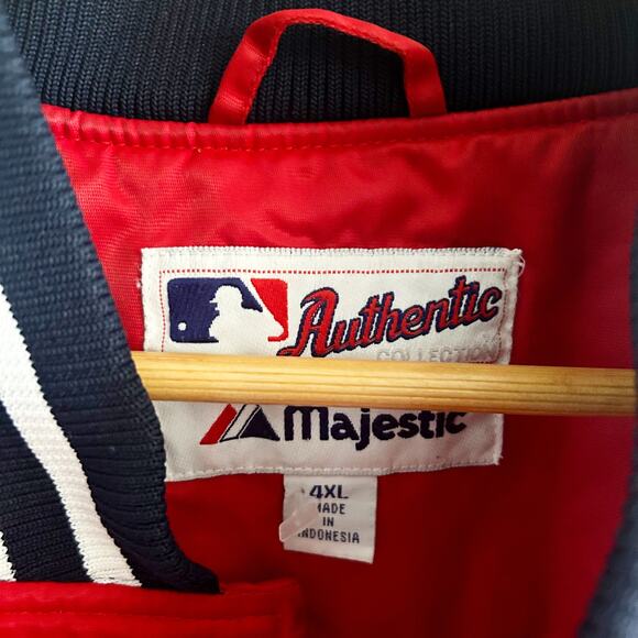 Vintage 90's Majestic Varsity Jacket MLB New York Yankees Satin Red Mens Sz 4XL - Picture 5 of 11